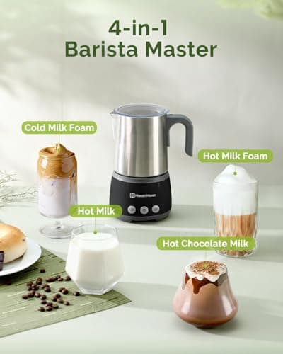 Maestri House 500ml 4-in-1 Elektrischer Milchschäumer, Smart Touch Control, Warme Milch & Heiße Schokolade, Memory-Funkt