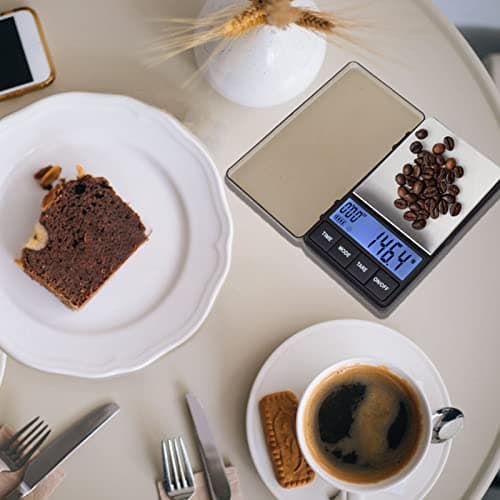Digitale Taschen-Kaffeewaage mit Timer und Tara-Funktion, Genau zu 1000 G, Empfindlich bis 0,1 G,Ideal für Espresso-Kaff