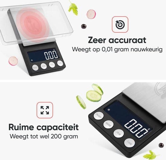 Kitchenwell digitale Mini Präzision Küchenwaage - Precision Kochen - Küchennovices - Kochen und Backen - 0,01 bis 200 Gr