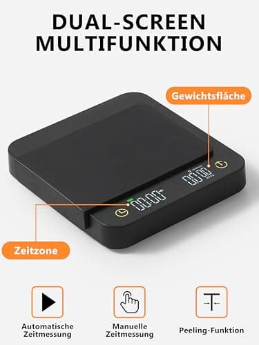 Foraco Mini-Kaffeewaage mit Timer & automatischer Zeitmessung, Präzise 3kg/0,1g Waage für Espresso & Pour-Over, Ideale K