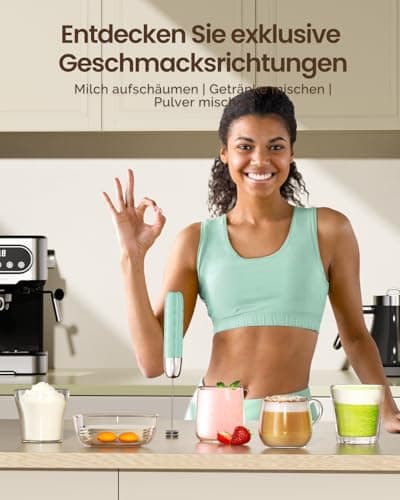 Maestri House Wiederaufladbarer Milchaufschäumer für Matcha und Latte Art, ClimatePartner certified, Edelstahlabnehmbare