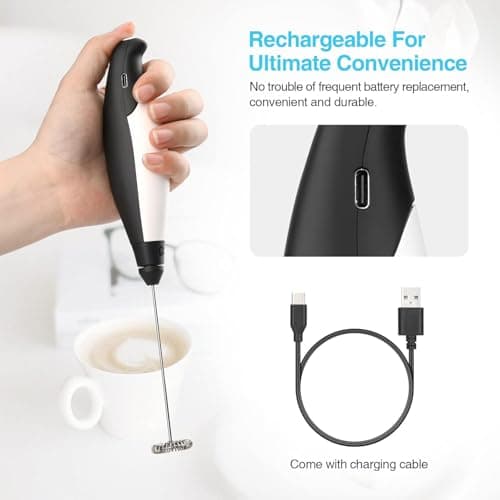 Elektrischer Milchaufschäumer-Stab USB Aufladbar 3 Geschwindigkeiten für Latte Mokka Backen