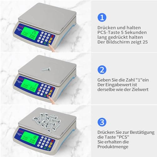 Digitale Küchenwaage 30kg 1g Genauigkeit Food Scale mit Edelstahlplatf ace und LCD Display
| Küchenwaage 30kg 1g Genaui