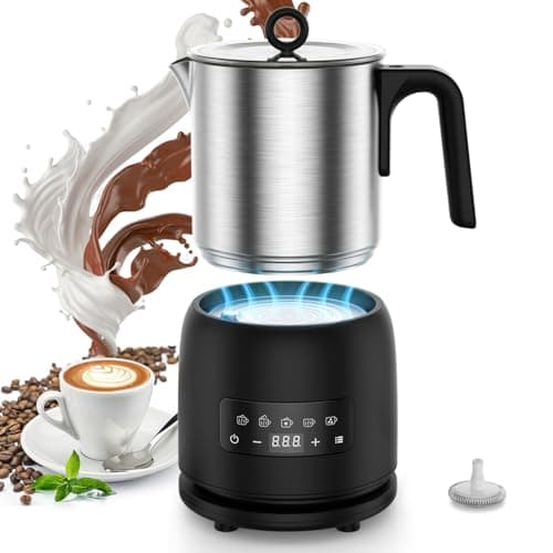 Elektrischer Milchaufschäumer Nalezuns Automatische Abschaltung 5 in 1 Warm und Kalter Milchschaum Latte Macchiato Cappu