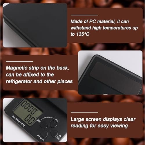Sporgo Espresso Waage: Digitale Küchenwaage mit Timer für Barista, 0.1g/3kg USB-Ladung, LED-Anzeige, Schwarz