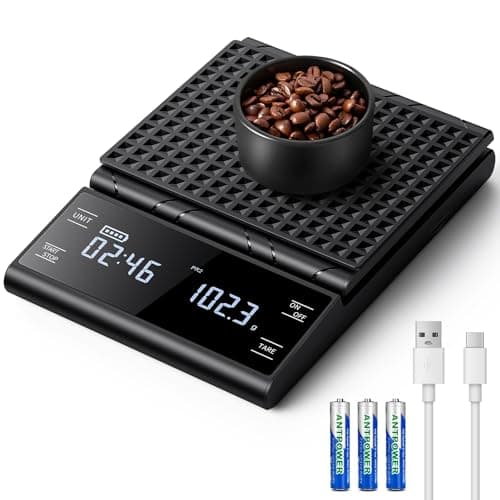 BKXCHA Digital Kaffeewaage Mit Timer Für Coffee-Lovers im Büro und Zuhause, Präzision Bis 0,1 G, Automatischer Ausmesser