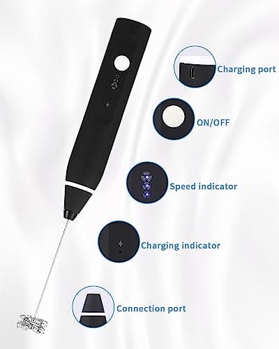 Jutyum Milchschäumer Stab Elektrisch USB Wiederaufladbar Milchausbeißer für Kaffee Lunar Grün Rot