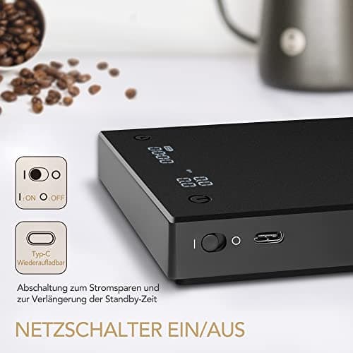 TIMEMORE Exklusiv - Präzise Küchenwaage mit Timer und Durchflussmessung für Coffee Lovers, Ideal für Espresso und.getCla