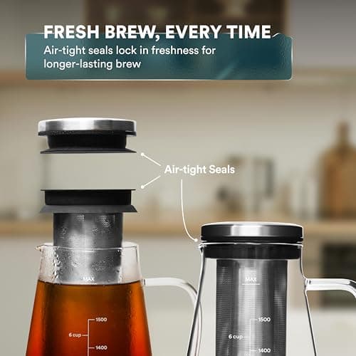 Ovalware Cold Brew Coffee Maker - Luftdichte Kaffeemaschine und Teesieb für kalten Kaffee (1.5 Liter)
