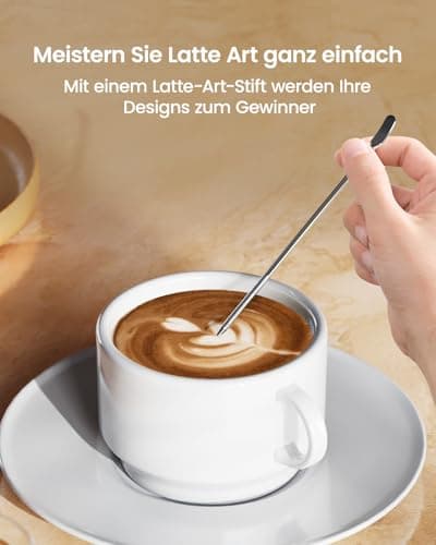 Maestri House Milchaufschäumkrug, 304 Edelstahl, Krug mit Dekorationsstift für Cappuccino und Latte Art  
Maestri House