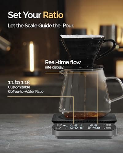 Maestri House S3 Grau: Digitale Kaffeewaage mit Timer & 3 Brühmodi für Pour Over & French Press – Präzision für Espresso