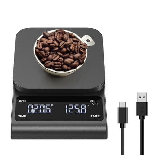Brifit Kaffeewaage mit Timer - Hochpräzise 3kg/0.1g Küchenwaage für Coffee Lovers - Auto Aus Funktion & Tara Scaffold mi