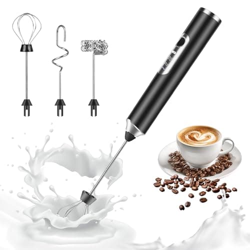 Elektrische Milchaufschäumer Stab Wiederaufladbar 3 Einstellbare Geschwindigkeiten für Kaffee Cappuccino Latte