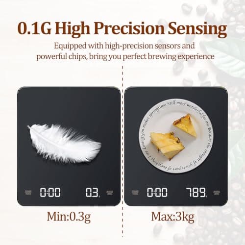 MIUUIPI Mini-Kaffeewaage mit Timer für Espressoliebhaber im Zuhause mit 3kg/0,1g Genauigkeit
