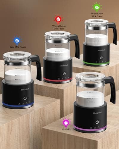 Morpilot Elektrischer Milchaufschäumer 500ml 600W - 4 in 1 Milchschäumer für Heißer und Kalter, Spülmaschinenfest, Schwa