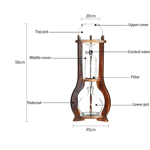 KAYLA-lan Ice Drip Kaffeekanne mit Geschwindigkeitseinstellung für Hausreisen und Küche, 6-8 Tassen Edelstahlfilter Cold