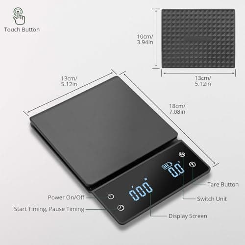 JiGiU Digitale Kaffeewaage für Pour-Over-Kaffee – 3 kg/0,1 g Genauigkeit, großes Display, wiederaufladbar