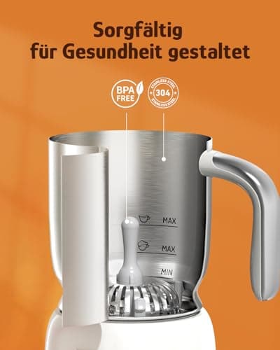 Hazel Quinn Milchaufschäumer 5-in-1 für heiße und kalte Milchschaum und heiße Schokolade, 450 ml, perfekt für Zuckersüch