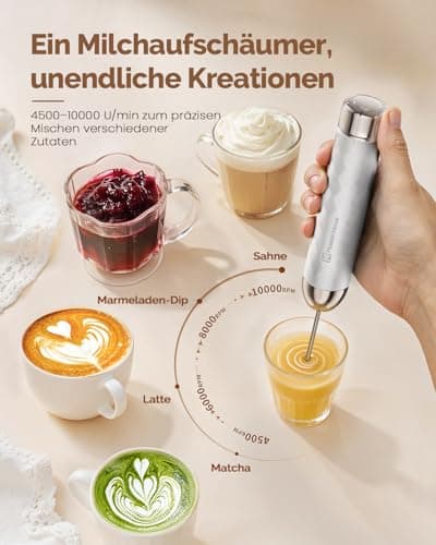 Maestri House Milchaufschäumer - Elektrischer Getränkemixer Mit Wiederaufladbarer Batterie, ClimatePartner certified, Fü