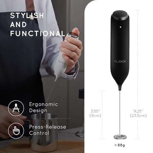 Flendy Wiederaufladbarer Hand Milchaufschäumer Stab für Kaffeeierzien, Flendy Milchaufschäumer Stab mit USB-C Ladefunkti