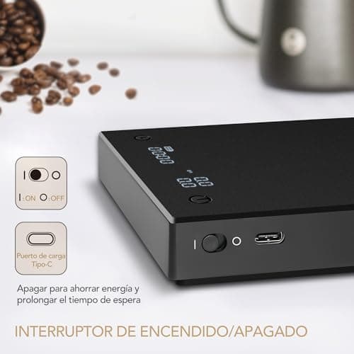 TIMEMORE Digitale Kaffeewaage für Barista, Durchflussmessung und Timer, ideal für Pour Over und Espresso, 2kg/0.1g, Schw