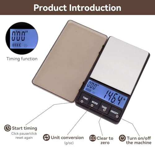 Digitale Taschenwaage Mit Timer 1000g X0,1g, Dünne Tropfkaffeevier-Liter-Waage Für Barista, Praktische Kaffeewaage Mit U
