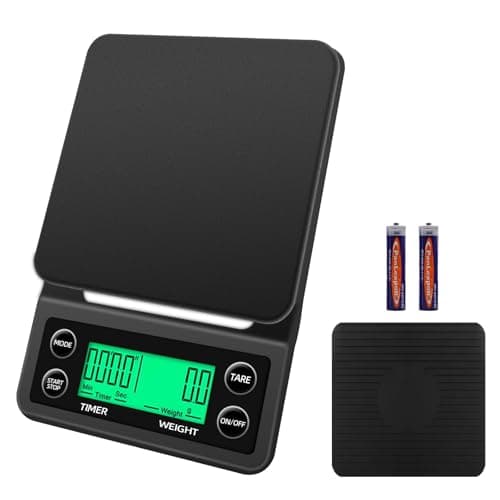 Kaffeewaage mit Timer - Digitale Espresso Waage 0,1g Präzision & Tara Küchenwaage bis 5kg mit g/oz/ml/lb - LCD Display f