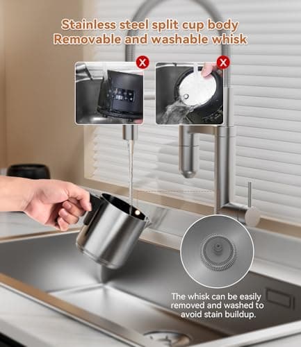 Elektrischer Milchaufschäumer Nalezuns Automatische Abschaltung 5 in 1 Warm und Kalter Milchschaum Latte Macchiato Cappu
