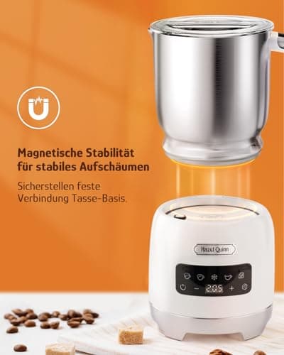 Hazel Quinn Milchaufschäumer 5-in-1 für heiße und kalte Milchschaum und heiße Schokolade, 450 ml, perfekt für Zuckersüch