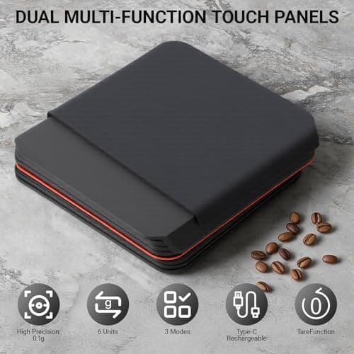 Gevvnss Mini-Kaffeewaage mit Timer, elektronische Küchenwaage, wiederaufladbar, wasserdicht, 0,1 g/2 kg, 3 Modi, Espress