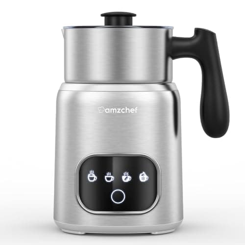 AMZCHEF Milchaufschäumer Edelstahl LED-Touchscreen 3D-Induktion Ertümt Schokolade und Milch für(latte, Cappuccino, Mokka