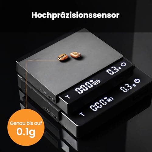 MHW-3BOMBER Mini Kaffewaage für Espresso & Pour-Over Kaffee, Präzisionswaage mit Timer & Schwerkraftsensor, 2kg/0,1g Sch