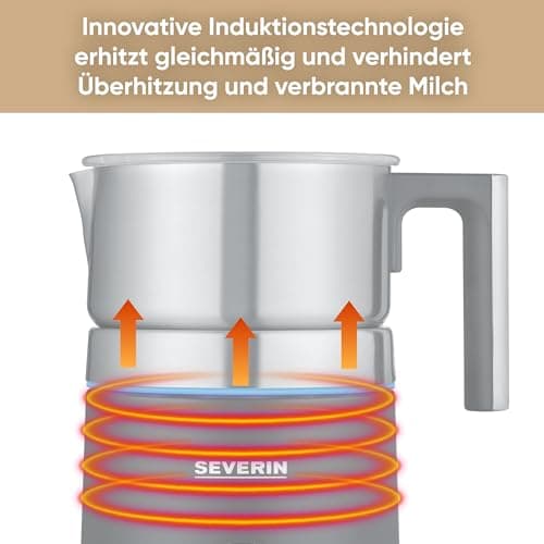 SEVERIN SPUMA 700 Plus - Induktions-Milchaufschäumer mit OLED-Display und 13 Programmen für Barista-Erlebnisse, schwarz,