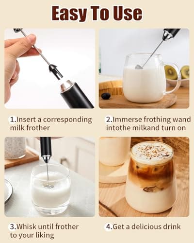 TIDEVAN Milchaufschäumer USB Elektrischer für Kaffee, Latte & Sahne mit 3 Schneebesen und 3 Gangstellen