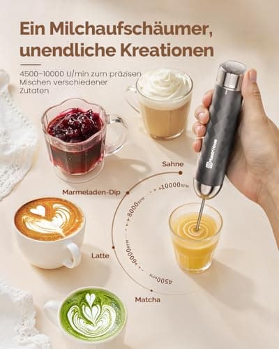 Maestri House ClimatePartner certified Milchaufschäumer Electric Milk Whisk Stufenlose Geschwindigkeit Wiederaufladbar E