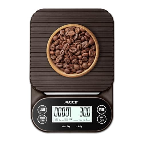 ACCT Kaffeewaage mit Timer für Küchengebrauch – Präzise Waage mit rutschfester Matte für Espresso und Übergießen, 3 kg/0