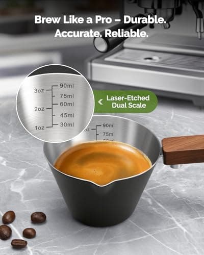 Maestri House Espresso Measuring Cup, Stahlstahl Cappuccino Maß seen für Latte, Diretto, Americano, Cappuccino, Macchiat