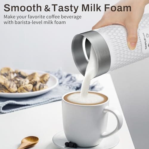 SIMPLETASTE Elektrischer Milchaufschäumer 4 in 1 für Heiß und Kalte Milch mit Automatischer Abschaltung