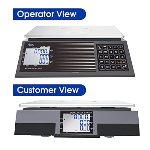 ACLAS Marktwaage f?¡ì1r Lebensmittel -Digitale Preiswaage mit Dual LCD-Display - für Fleisch, Feinkost und Obstmarkt - 3
