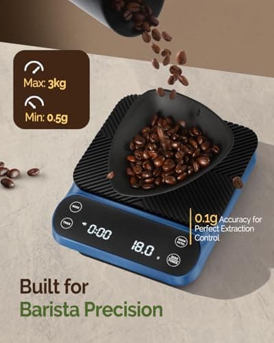 Maestri House S3 Blau: Digitale Kaffeewaage mit Timer und 3 Brühmodi für Expreso - Für Coffee-Lovers im Hauseisen-Zubere