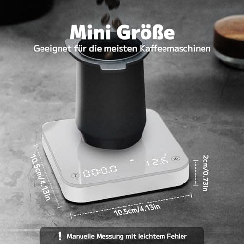 FOXNSK Espresso Waage mit Timer, 0.1g genaue Kaffeewaage für Barista, Max 2kg, Weiß
