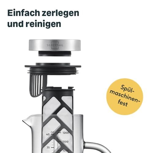 SILBERTHAL Cold Brew Coffee Maker Glas 1,2l - Für Kaffee und Tee - feiner Filtereingriff