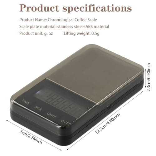 Vesaneae Kleine Taschen-Kaffeewaage für Kaffeerobustee und Backen Mit Timer und Precisionsgenauigkeit 0,1g Spec 110g