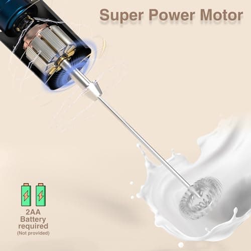 POWSAF Schwarz/Silbrig Milchaufschäumer elektrisch mit Ständer, 13000 U/min, ideal für Latte, Cappuccino und Kaffee