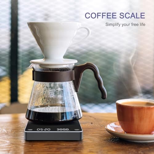 Asxcaqcoffe Kaffeewaage Schwarz mit Timer und LED-Anzeige für Barista 0.1g/3kg Auto-Off