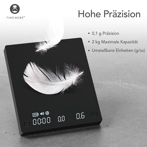 TIMEMORE Black Mirror Mini digitale Kaffeewaage mit Timer für Kaffeeitreiber
| TIMEMORE Black Mirror Mini 2 kg/0,1 g Ka