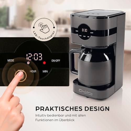 Barista Filterkaffeemaschine Touch Iso | Kaffeemaschine mit Digitaldisplay & Timerfunktion | 1,25 Liter Kaffeekanne