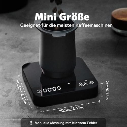 FOXNSK Espresso Waage mit Timer, 0.1g Genaue Kaffeewaage für Barista, Max 2kg, Schwarz