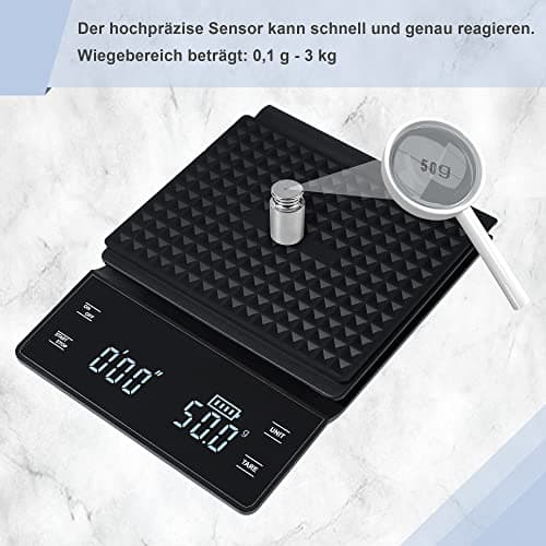 Bemece USB Wiederaufladbare Digital Kaffeewaage für Küchenenthusiaste, Ideal für Hausgemachtes Kaffee Zubereitung und Me