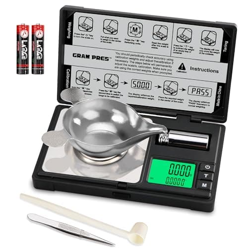 GRAM PRES - Hochpräzise Milligramm-Waage 50g/0.001g, digitale Miniwäage für Pulver, Schmuck und Medizin, mit Cal-Gewicht